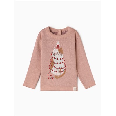 Джемпер вязаный «Крошка Я. Зимний котик», рост 92-98 см, розовый