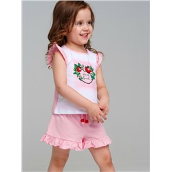 Комплект детский трикотажный для девочек: фуфайка (футболка), шорты