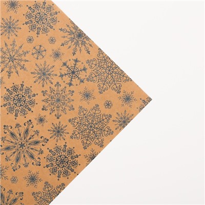 Бумага упаковочная крафтовая «Снежинки», 50×70 см
