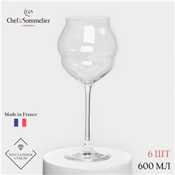 Бокалы для вина Chef&Sommelier MACARON, 600 мл, набор 6 шт., хрустальное стекло, прозрачные