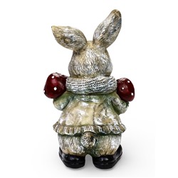Садовая фигура из полистоуна «Зайка с грибами», 26×12×16 см