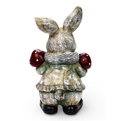 Садовая фигура из полистоуна «Зайка с грибами», 26×12×16 см