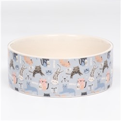 Миска керамическая «Абстракция котов» 300 мл - 11.5×11.5×5 см, голубая/белая
