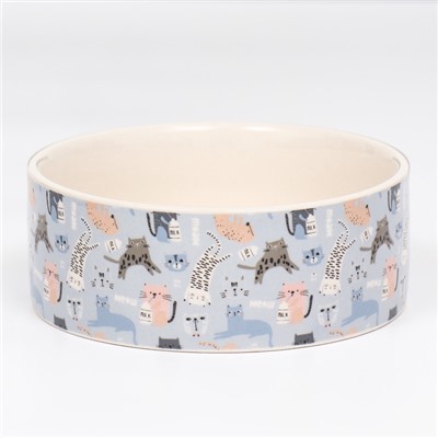 Миска керамическая «Абстракция котов» 300 мл - 11.5×11.5×5 см, голубая/белая