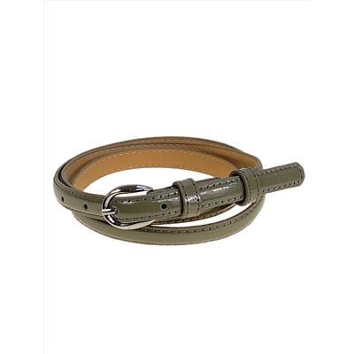 Ремень женский из лакированной искусственной кожи, цвет  хаки