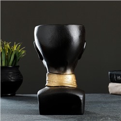 Декоративное кашпо для цветов «Негритянка», 1.3 л, 14×20×12 см, керамика, чёрное