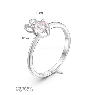 Кольцо из серебра с фианитом родированное - Зайцы 925 пробы К-4009рс2D71