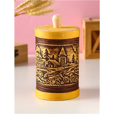 Туес «Деревенька», банка для хранения, береста