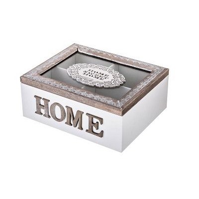 Шкатулка для чая 4 секции коллекция HOME 20*17*8см