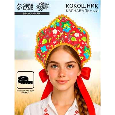 Карнавальный кокошник «Русско-народный», красный
