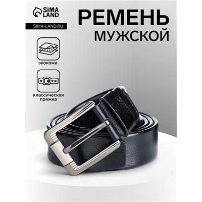 Ремень мужской, ширина 3.5 см, винт, пряжка металл, чёрный