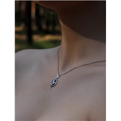 Подвеска из серебра с чёрным агатом и фианитами родированная - Ящерка 925 пробы П-2660-Р-Ча