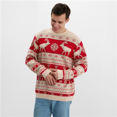 Свитер вязаный новогодний KAFTAN Scandinavia, размер 42, красный