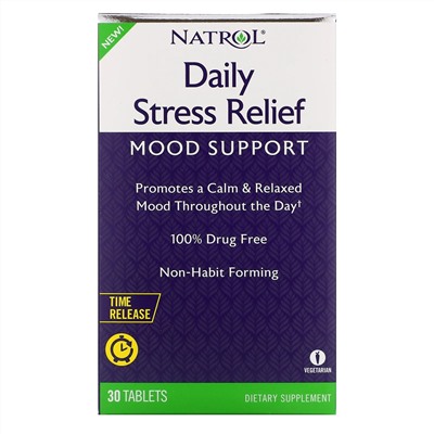 Natrol, ежедневное средство для снятия напряжения, с медленным высвобождением, 30 таблеток