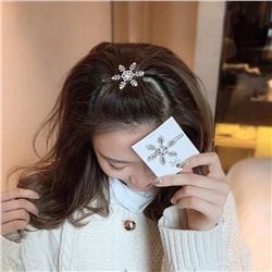 Заколка для волос металлическая "Снежинка" со стразами, 5*4,3 см.