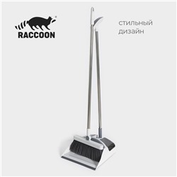 Щётка для пола Raccoon: совок 28×27×89 см, щётка 23×94 см, белая