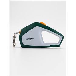 Рулетка - поводок для собак, лента 3 метра, белая/зелёная