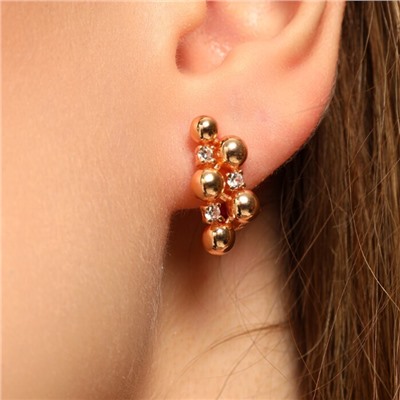 Серьги ювелирная бижутерия коллекция "Дубай", покрытие позолота, вставка: фианиты, цвет: прозрачный, арт.213.626