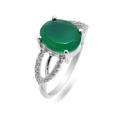 Кольцо из серебра зеленый агат, Анетта