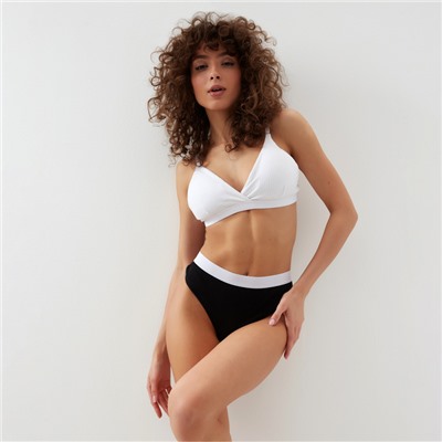 Трусы женские бразилиана MINAKU рубчик размер 48-50, чёрные