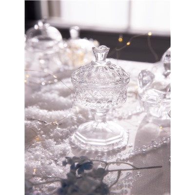 Ёмкость для сервировки «Трофей», 80 мл, 8×8×14.5 см, на ножке, с крышкой, стекло, прозрачная