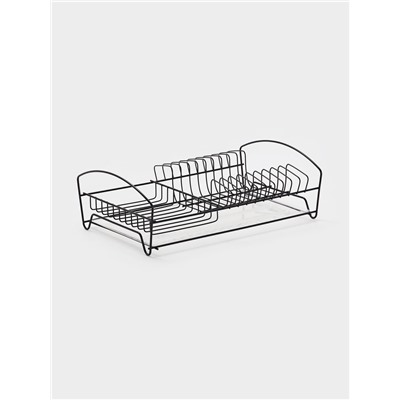 Сушилка для тарелок и кружек с поддоном, 39×25×12 см, чёрная