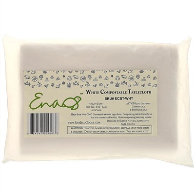 Earth's Natural Alternative, Compostable Tablecloth, White, 2 Count