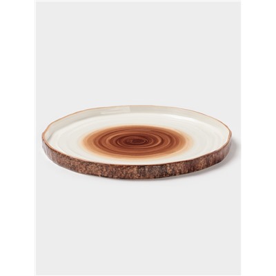 Тарелка Magistro Wood, d=25.3 см, фарфор, коричневая