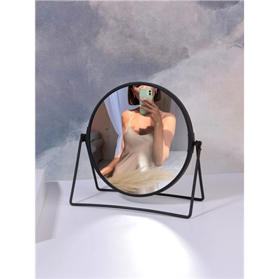 УЦЕНКА Зеркало настольное, с увеличением, двустороннее, 19.5×20 см, (16.5×19.5 см), чёрное