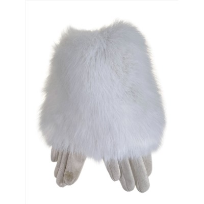 Утепленные женские перчатки с мехом , цвет  белый