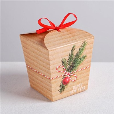 Бонбоньерка новогодняя Happy new year, 7.5×8×7.5 см