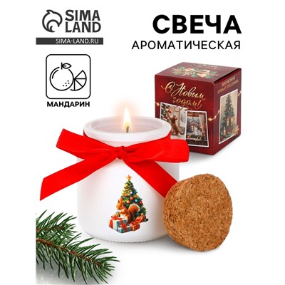 Свеча ароматическая в стакане «Новогоднего уюта и тепла», аромат мандарин