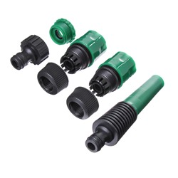 Набор: насадка для полива, коннектор, коннектор с аквастоп 1/2" (12 мм), адаптер 1/2"−3/4" (12 мм−19 мм), ABS−пластик