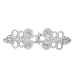 Плетёная застежка серебро длина 22 см, в наборе 10 штук