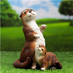Садовая фигура из полистоуна «Выдра с малышом», 20×12×17 см