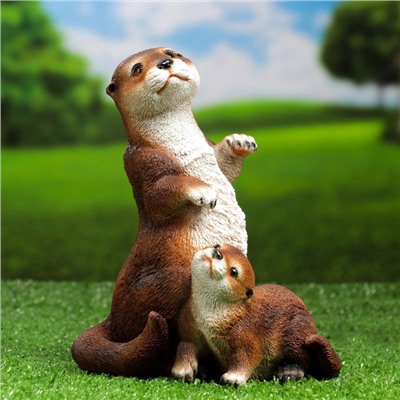 Садовая фигура из полистоуна «Выдра с малышом», 20×12×17 см