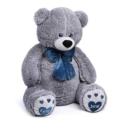 Медведь Пьер с бантом В130 серый