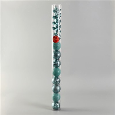 Ёлочные игрушки «Мелодия» звезда, шары новогодние, набор 13 шт., 6 см, зелёный