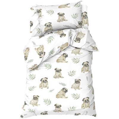 Постельное бельё 1.5-спальное «Этель. Мопсы», бязь