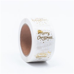Наклейки c тиснением в рулоне Mary Christmas, 500 шт., 2.5×2.5 см