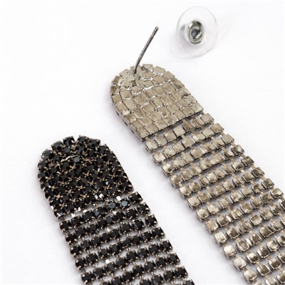 Серьги длинные висячие со стразами "Вечерние", цвет: черный, арт.012.009