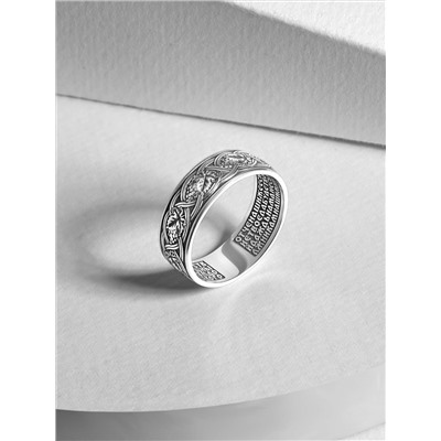 Кольцо из чернёного серебра - Отче наш 925 пробы К-033