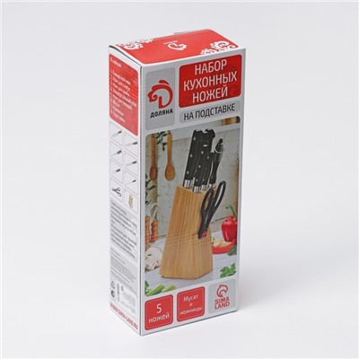 УЦЕНКА Набор ножей кухонных на подставке Доляна «Кронос», 7 предметов на подставке