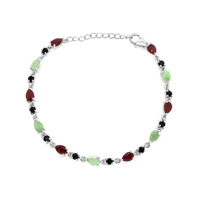 Браслет из серебра изумруд берилл, рубин корунд, сапфир корунд, Орхис
