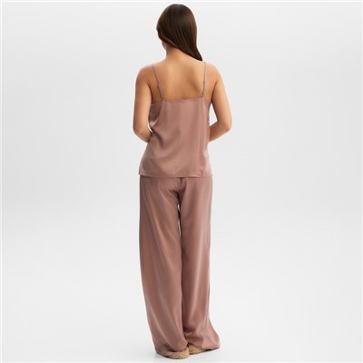 Пижама женская (майка, брюки) KAFTAN Silk, размер 48, пудровая