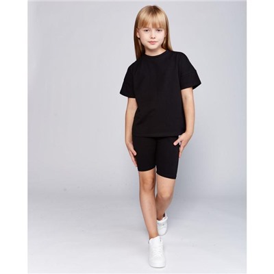 Футболка детская однотонная MINAKU: Basic line, чёрная, рост 128 см