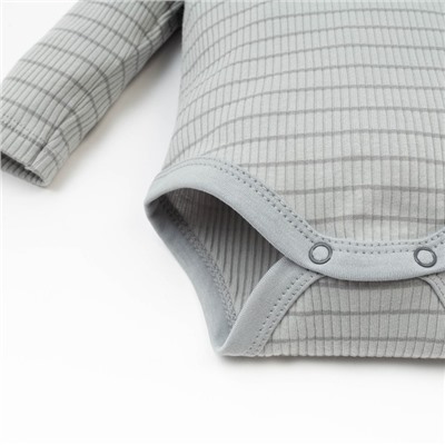 Боди-водолазка «Крошка Я» BASIC LINE, рост 62-68 см, полоска серая