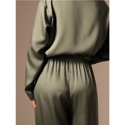 Пижама женская (рубашка, брюки) SL HOME Tensel Home, размер 52-54, зелёная