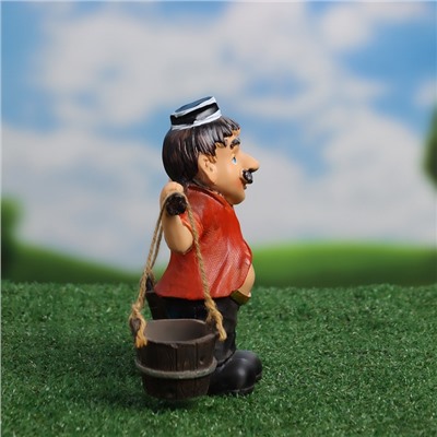 Садовая фигура из полистоуна «Дедушка с ведрами», 20×7×19 см, Greengo