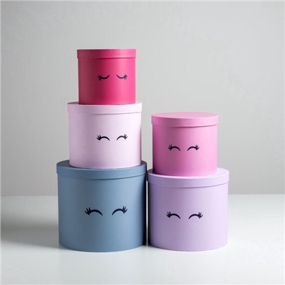 Набор коробок для цветов 5 в 1, упаковка подарочная, «Глазки», 14×14×13 см - 22×22×19.5 см